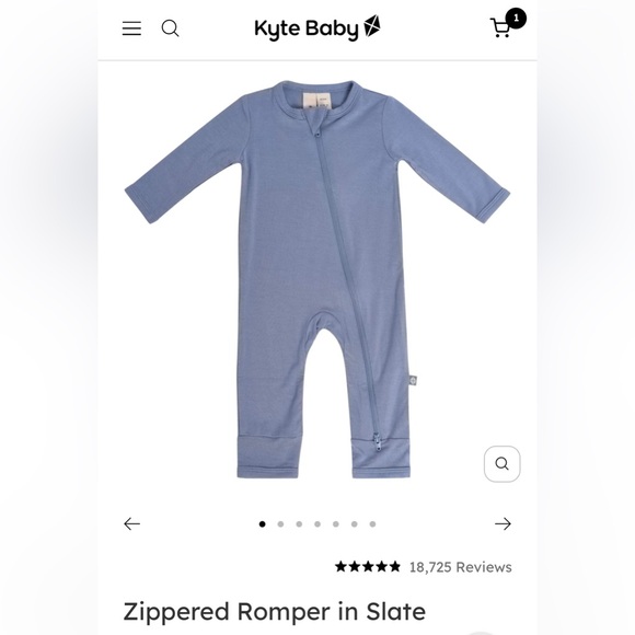 Kyte BABY zippered romper, colour: slate, size 18-24 mo - Picture 4 of 4